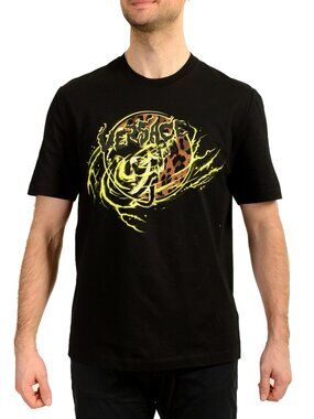 Versace Men's Black Logo Print Graphic Crewneck Short Sleeve T-Shirt US L IT 52